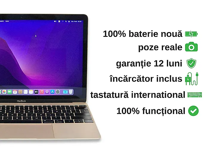 Apple MacBook Retina A1534 12-inch 2017, i5 1.3 Ghz, 8GB, 512GB SSD, USA, OS Monterey, Baterie noua (DV460) [2]