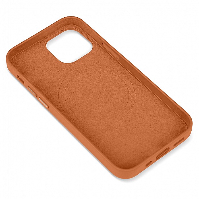 Husa din Piele Naturala pentru Apple iPhone 13 mini, compatibilitate MagSafe, Maro [5]