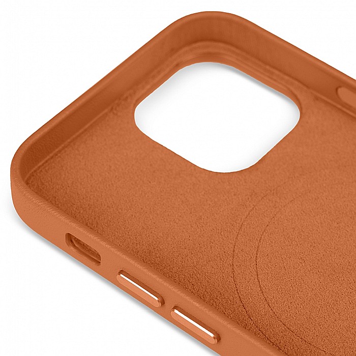Husa din Piele Naturala pentru Apple iPhone 13 mini, compatibilitate MagSafe, Maro [6]