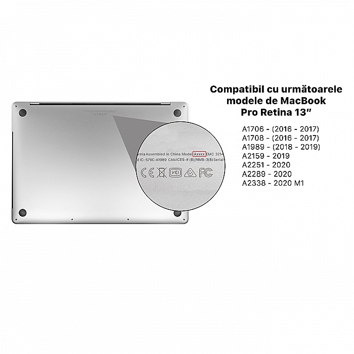 Carcasa de protectie pentru MacBook Pro 13-inch A1706, A1708, A1989, A2159, A2251, A2289, A2338 - Transparent Lucios [3]