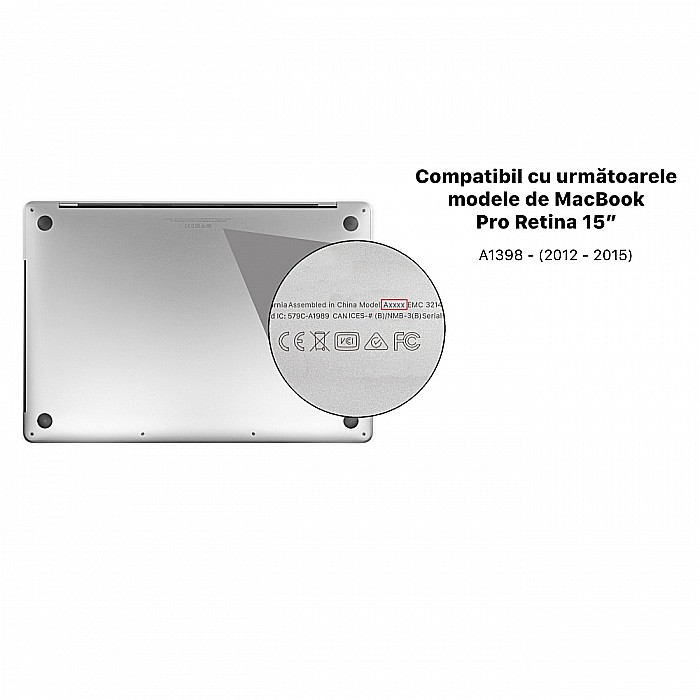Carcasa de protectie pentru MacBook Pro 15-inch A1398 - Negru Transparent [5]