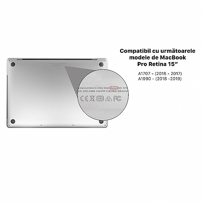 Carcasa de protectie din piele pentru MacBook Pro 15-inch A1707, A1990 - Negru [3]