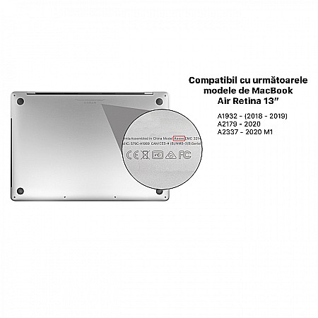 Carcasa de protectie pentru MacBook Air 13-inch A1932, A2179, A2337 - Negru Soft Transparent [1]