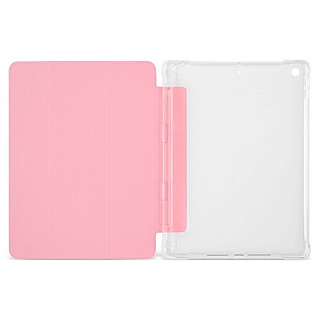 Husa Magnetica cu spate transparent, colturi intarite si suport Stylus pentru iPad 7, 8 10.2 Inch - Roz [1]