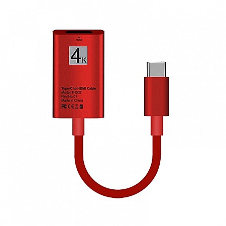 Cabluri & Adaptoare - Adaptor Thunderbolt 3 USB Type-C 3.1 la HDMI, 4k, Rosu