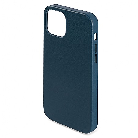 iPhone 12 mini - Husa din Piele Naturala pentru Apple iPhone 12 mini, compatibilitate MagSafe, Albastru