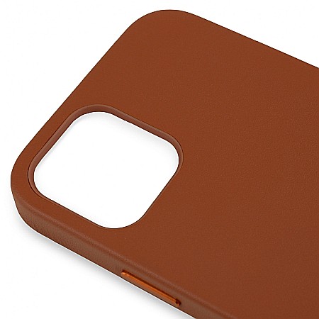 Husa din Piele Naturala pentru Apple iPhone 12 mini, compatibilitate MagSafe, Maro [5]