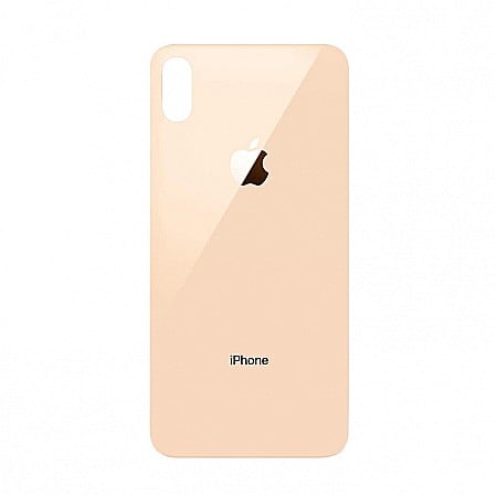 iPhone XS Max - Sticla spate carcasa compatibila cu telefon Apple iPhone XS Max, Gold, Big Hole