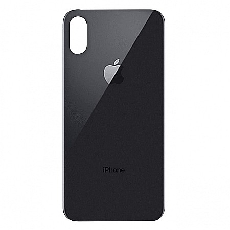 iPhone XS Max - Sticla spate carcasa compatibila cu telefon Apple iPhone XS Max, Space Grey, Big Hole