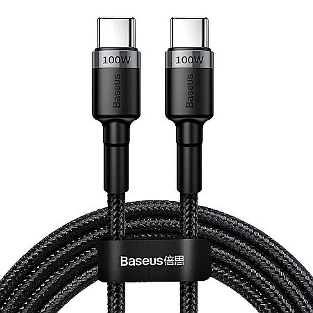 Chargere & Cabluri USB - Cablu de Date Type-C la Type-C, 100W, 2m - Baseus Cafule (CATKLF-ALG1) - Gray Black