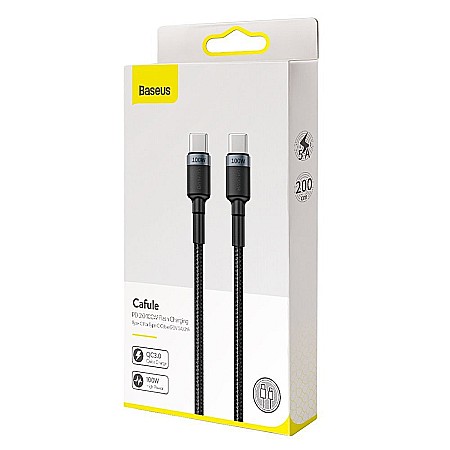 Cablu de Date Type-C la Type-C, 100W, 2m - Baseus Cafule (CATKLF-ALG1) - Gray Black [6]