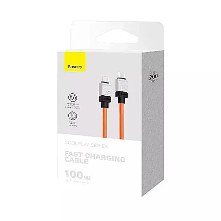 Cablu de Date Type-C la Type-C Super Fast Charging PD100W, 2m - Baseus CoolPlay Series (CAKW000307) - Portocaliu [6]