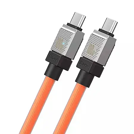 Cablu de Date Type-C la Type-C Super Fast Charging PD100W, 2m - Baseus CoolPlay Series (CAKW000307) - Portocaliu [3]