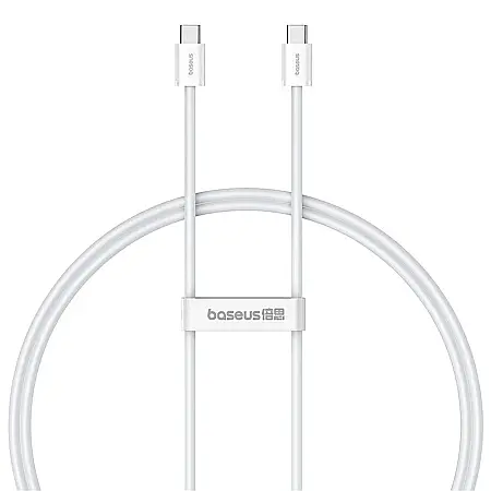Cabluri de date Type-C - Cablu de date (incarcare) USB-C la USB-C (Type C) 100W / 480 Mbps, 2 metri lungime, Baseus - Alb