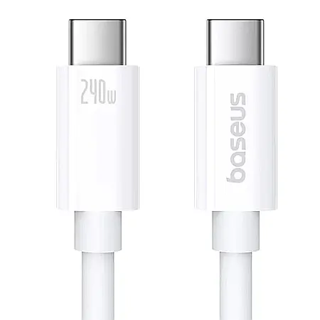 Accesorii & Tools - Cablu de date (incarcare) USB-C la USB-C (Type C) 240W / 40 Gbps, 1 metri lungime, Baseus - Alb