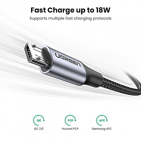 Cablu de Date USB la Micro USB, QC 2.0, 2A, 1.5m - Ugreen (60147) - Negru [2]