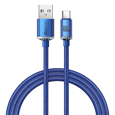 Chargere & Cabluri USB - Cablu de Date USB la Type-C, 100W, 2m - Baseus Crystal Shine (CAJY000503) - Blue