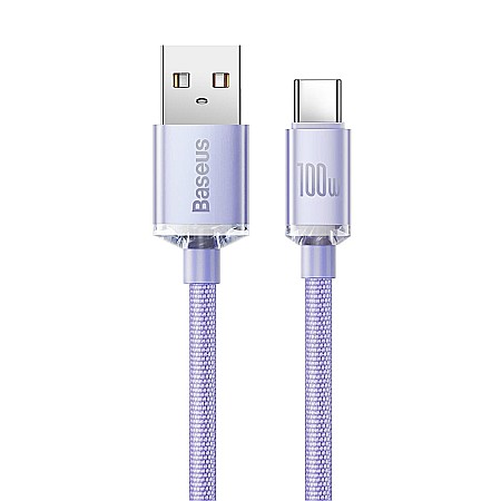 Cablu de Date USB la Type-C, 100W, 2m - Baseus Crystal Shine (CAJY000505) - Mov [1]
