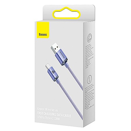 Cablu de Date USB la Type-C, 100W, 2m - Baseus Crystal Shine (CAJY000505) - Mov [6]