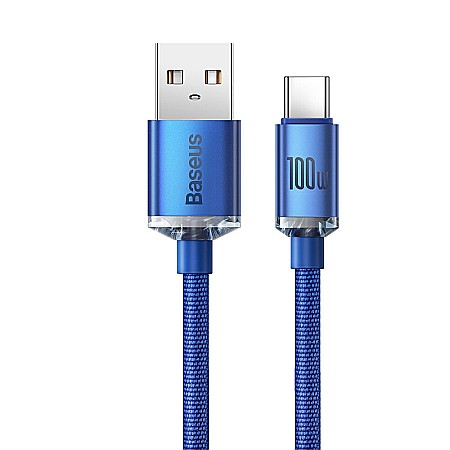 Cablu de Date USB la Type-C, 100W, 2m - Baseus Crystal Shine (CAJY000503) - Blue [1]