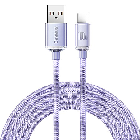 Chargere & Cabluri USB - Cablu de Date USB la Type-C, 100W, 2m - Baseus Crystal Shine (CAJY000505) - Mov