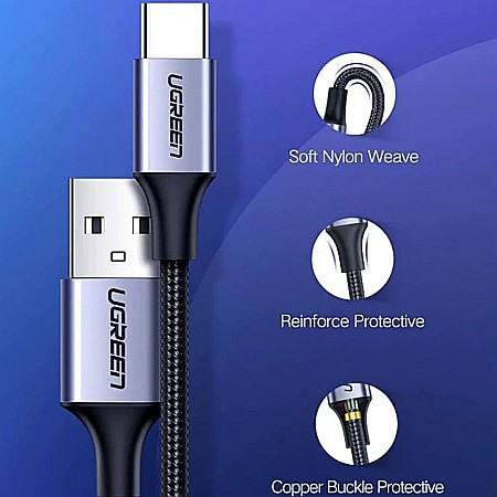 Cablu de Date USB la Type-C, 3A, 1.5m - Ugreen (60132) - Alb [4]