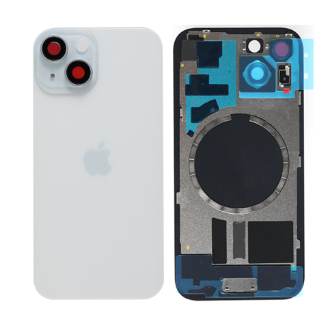 Top Piese iPhone - Capac spate sticla iPhone 15 cu magnet, fara NFC, culoare Blue