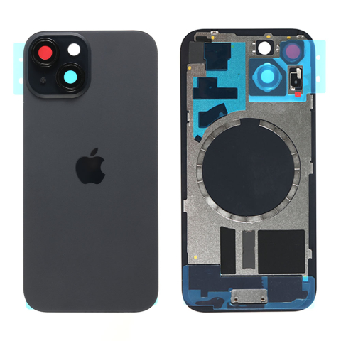 Top Piese iPhone - Capac spate sticla iPhone 15 cu magnet, fara NFC, culoare Black