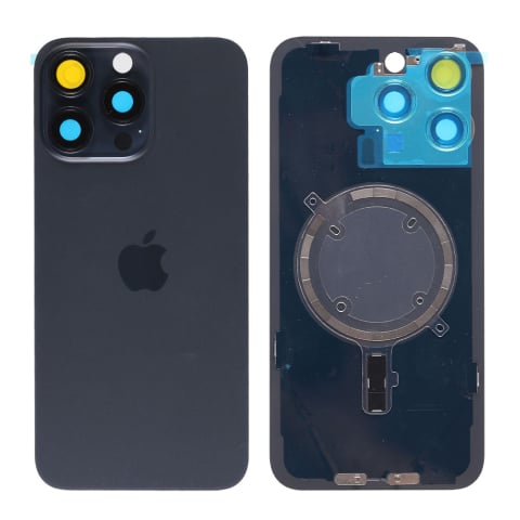 Piese & Accesorii iPhone - Capac spate sticla iPhone 15 Pro cu magnet, fara NFC, culoare Black Titanium