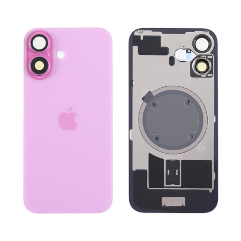 iPhone 16 - Capac spate sticla iPhone 16 cu magnet, fara NFC, culoare Pink 