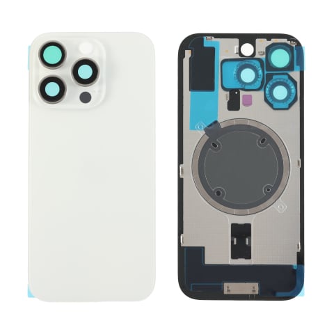Top Piese iPhone - Capac spate sticla iPhone 16 Pro cu magnet, fara NFC, culoare White Titanium