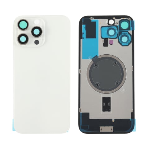iPhone 16 Pro Max - Capac spate sticla iPhone 16 Pro Max cu magnet, fara NFC, culoare White Titanium