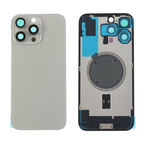 iPhone 16 Pro Max - Capac spate sticla iPhone 16 Pro Max cu magnet, fara NFC, culoare Natural Titanium