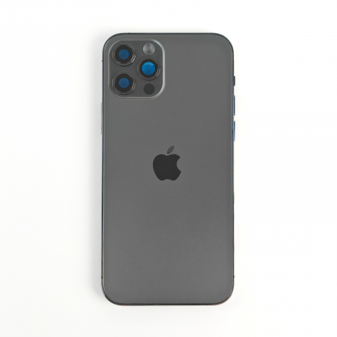 iPhone 12 Pro - Carcasa completa si capac pentru iPhone 12 Pro cu sim tray si flex, Refurbish Top Quality, Graphite