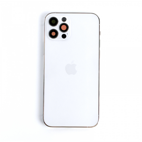 Housing iPhone - Carcasa completa si capac pentru iPhone 12 Pro cu sim tray si flex, Refurbish Top Quality, Silver