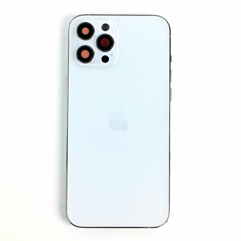 Housing iPhone - Carcasa completa si capac pentru iPhone 12 Pro Max cu sim tray si flex, Refurbish Top Quality, Silver