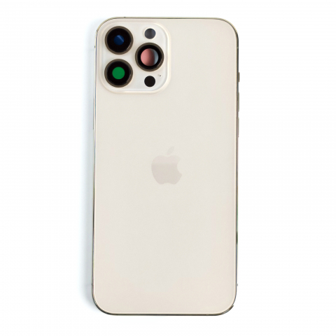 Housing iPhone - Carcasa completa si capac pentru iPhone 13 Pro Max cu sim tray si flex, Refurbish Top Quality, Gold