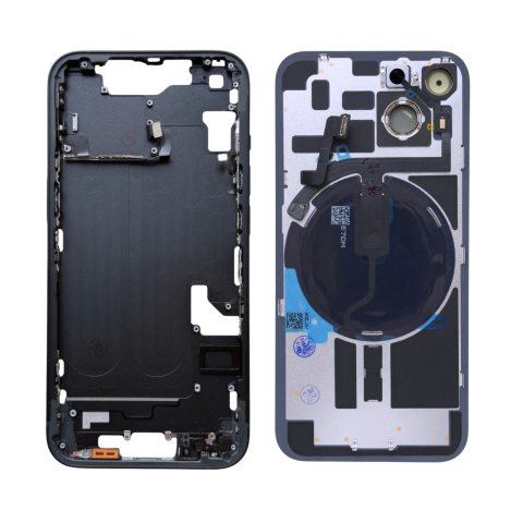 Piese & Accesorii iPhone - Carcasa completa si capac pentru iPhone 14 cu sim tray si flex, Refurbish Top Quality, Midnight