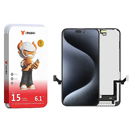 Display cu Touchscreen iPhone 15, iMisu Prime incell (Suporta IC Transplant), Varianta completa cu rama [1]