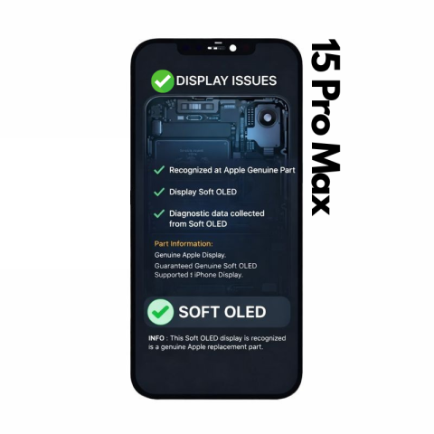 Display iPhone - Display Soft OLED iPhone 15 Pro Max 120Hz Diagnostic (Recunoscut de iOS) - Garantie 12 luni