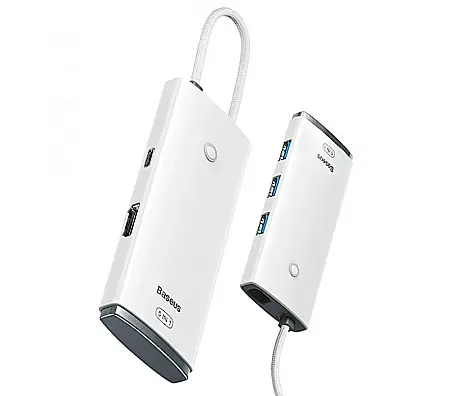 Accesorii laptop - DOCKING Station Baseus Lite (Hub) USB Type-C, USB 3.0 x 3, USB Type C x 1 PD 20V/5A, HDMI x 1/4K/30Hz - Alb