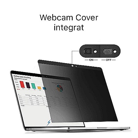 Folie display privacy compatibil cu Macbook Pro 15 Inch A1990, A1707, 2016 - 2019, Webcam cover integrat [4]