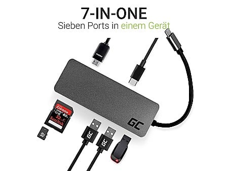 Docking Station Type-C 7in1 - Porturi: USB 3.0, 2x USB 2.0, HDMI, SD, MicroSD Card Reader, Negru [1]