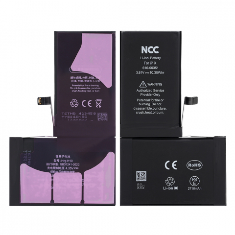 Baterie iPhone - Baterie iPhone X – NCC Premium 2716 mAh | Adeziv inclus | Garanție 12 luni