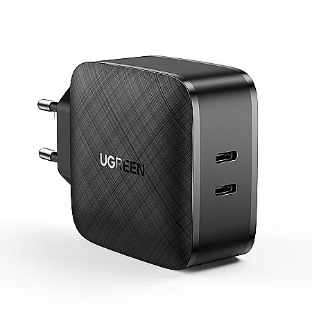Chargere priza - Charger, incarcator retea 240V, 2x USB Type-C PD GaN 66W, 3.3A - Ugreen (70867) - Negru