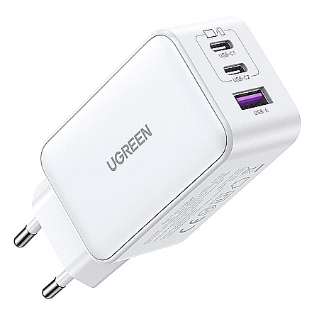 Charger, incarcator retea 240V, USB QC3.0, 2xUSB Type-C PD GaN 65W, 3.25A - Ugreen Nexode (15334) - Alb [2]
