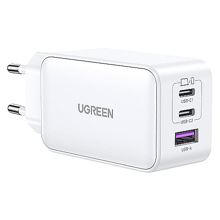 Chargere priza - Charger, incarcator retea 240V, USB QC3.0, 2xUSB Type-C PD GaN 65W, 3.25A - Ugreen Nexode (15334) - Alb