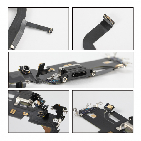Port incarcare lightning (audio dock connector) flex pentru iPhone 13 Pro Max, OEM, Negru [3]