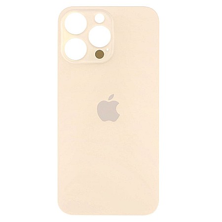 iPhone 14 Pro Max - Sticla spate carcasa compatibil cu iPhone 14 Pro Max, Big Hole - Auriu