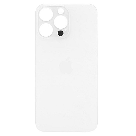 iPhone 14 Pro Max - Sticla spate carcasa compatibil cu iPhone 14 Pro Max, Big Hole - Alb